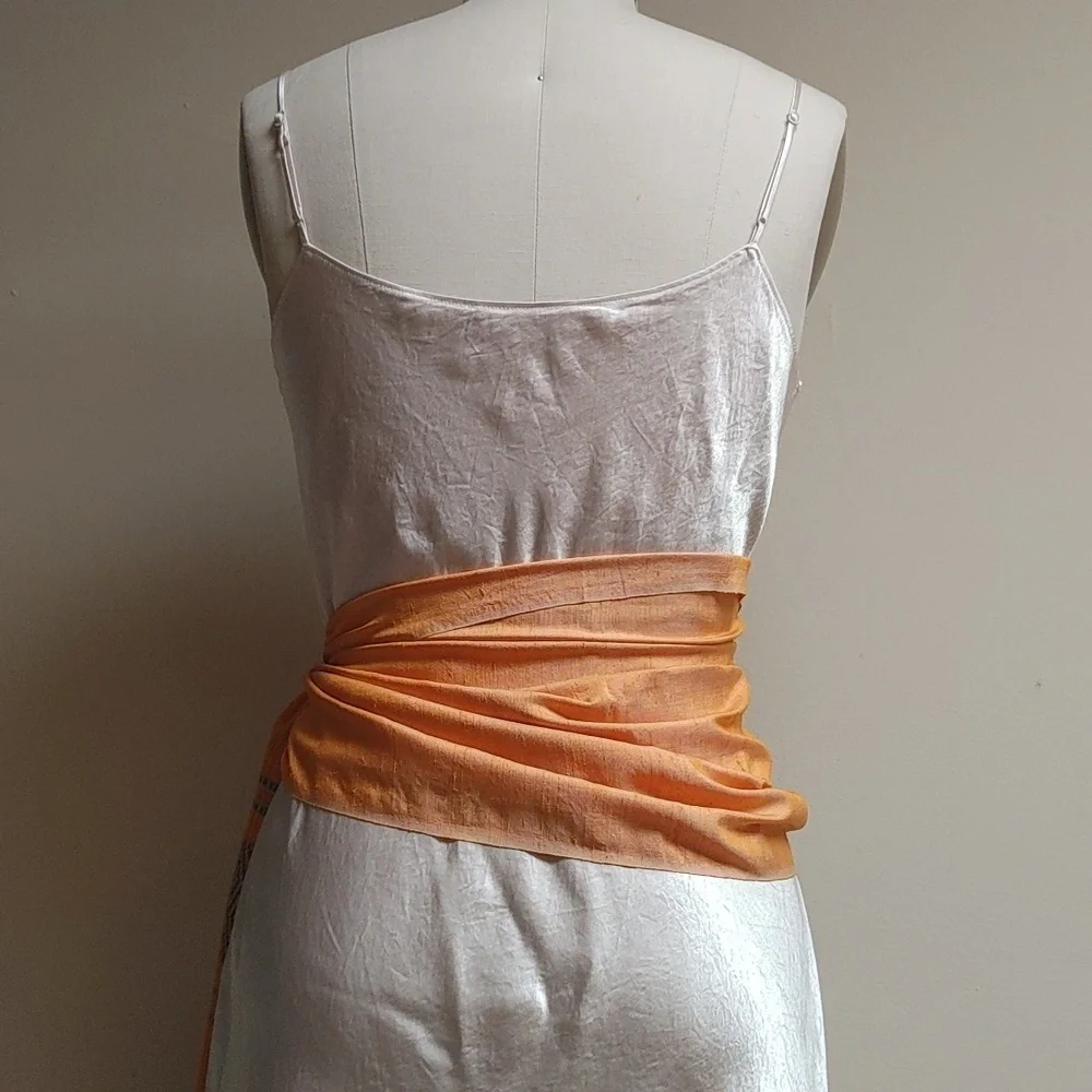 Final $ Duponi Raw Silk Scarf Wrap in Orange